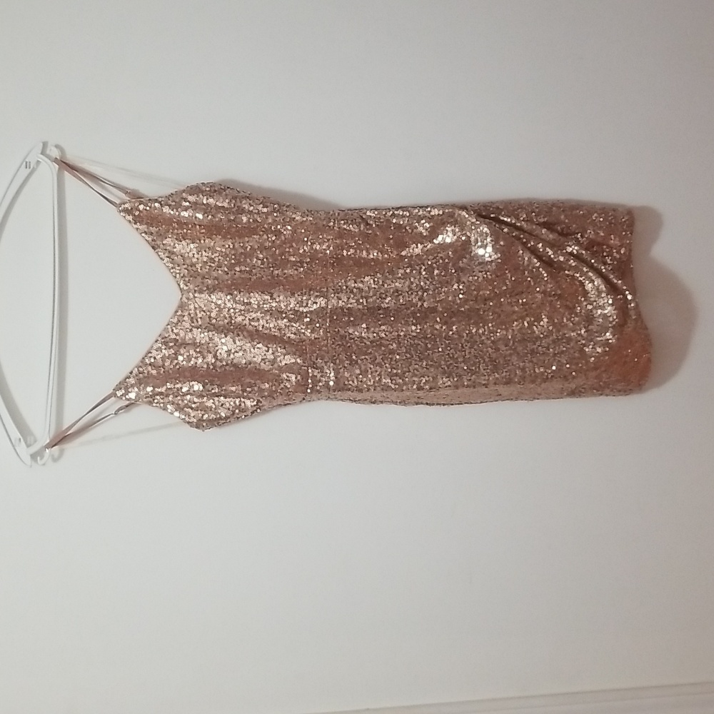 ROSE GOLD SEQUIN MINI DRESS